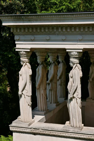 Morcote Switzerland Grekiskt Tempel Caryatid Scherrer Public Park — Stockfoto