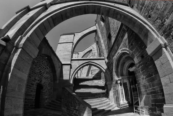 Saint Michael Abbey Exterior Staircase Entrance Avigliana Italy — Stock Photo, Image