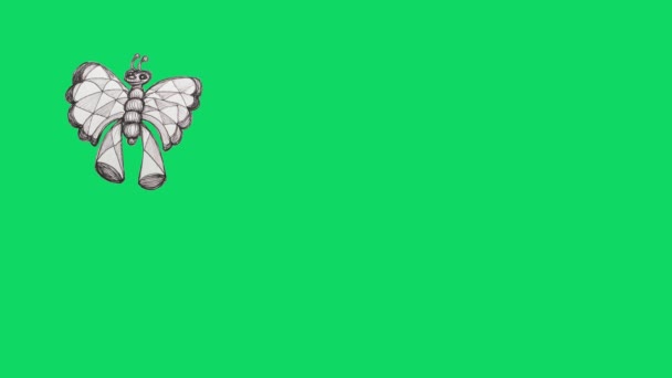 Animazione Farfalla Cartone Animato Schermo Verde — Video Stock