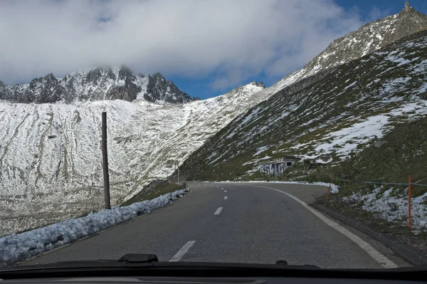 Nufenen Pass Switzerland Driving Swiss Alps — Stock Photo, Image