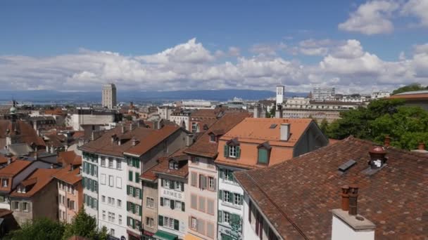 Lausanne Switzerland City Overview Cathedral Terrace — 图库视频影像