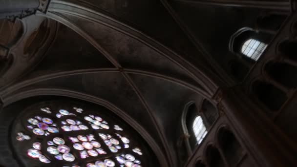 Lausanne Suíça Agosto 2023 Janelas Rosas Catedral Gótica Notre Dame — Vídeo de Stock