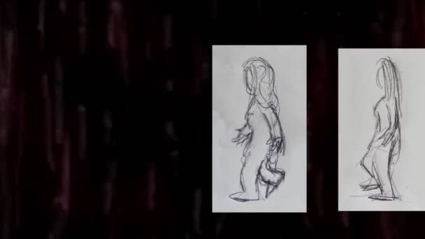 Flicka Med Mogen Kvinna Promenader Animation — Stockvideo