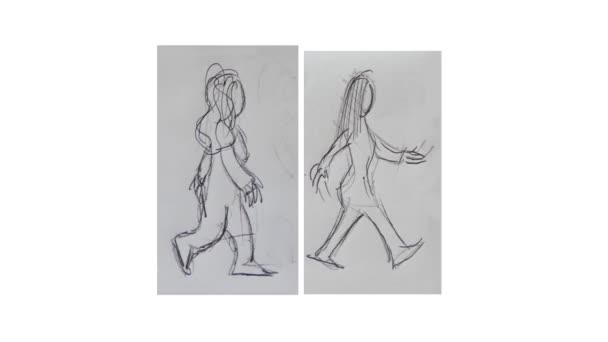 Menina Com Uma Mulher Madura Andando Animação Sobre Branco — Vídeo de Stock