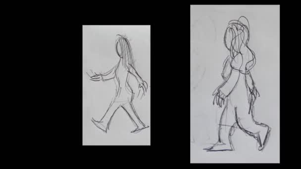 Девушка Взрослой Женщиной Ходящей Анимацией — стоковое видео