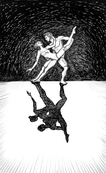 Rysunek Atramentu Ilustracja Pary Tancerki Baletowej — Zdjęcie stockowe