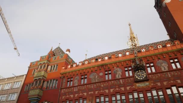 Basel Switzerland Hazi Ran 2024 Rathaus Binası Tarihi Belediye Binası — Stok video