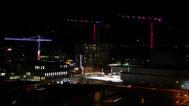 Lausanne Switzerland January 2024 Огляд Prilly Time Lapse Вночі Багатоцільовим — стокове відео