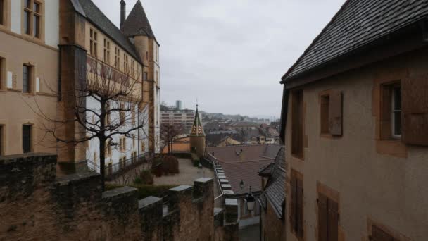 Altstadt Regen Neuchatel Schweiz — Stockvideo