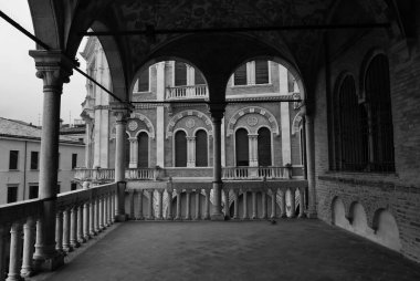 PADUA, ITALY, Palazzo della Ragione Tarihi Binası Portico 