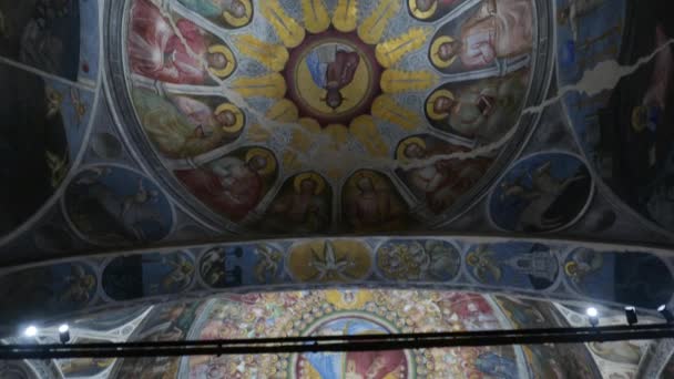 Padua Itálie March 2024 Křtitelna Katedrály Fresky Inspirované Scénami Mistrovského — Stock video