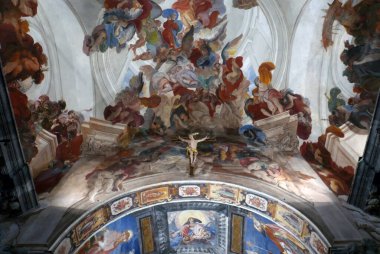 VALSOLDA, ITALY- MARCH 24, 2024:  church of San Martino XVII century Frescoes on the vault by Paolo Pagani clipart