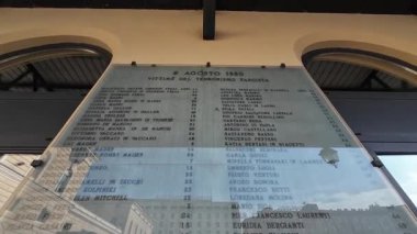 BOLOGNA, İTALYA - 9 Eylül 2025 Ağustos 1980 'de Bologna Tren İstasyonu' nda bombalı terör saldırısı sonucu ölenlerin anısına