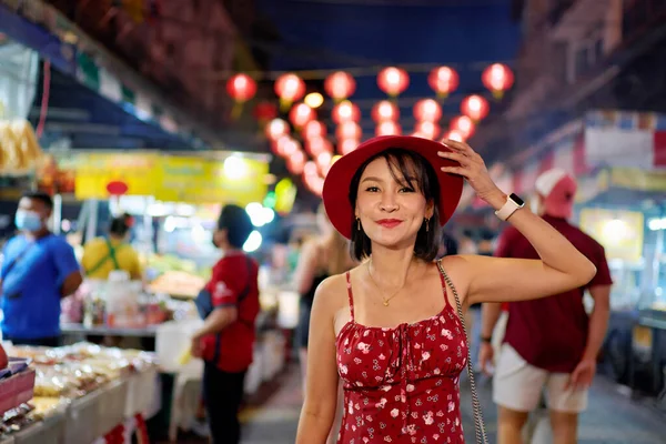 Thai Woman Nightmarket Yaowarat China Town Bangkok Chinese New Year — Stok fotoğraf