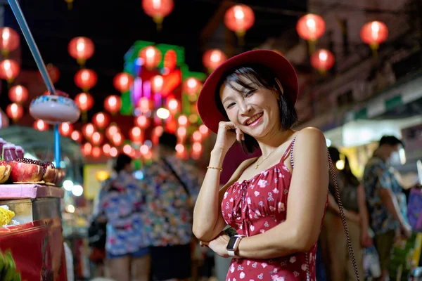 Thai Woman Nightmarket Yaowarat China Town Bangkok Chinese New Year — Stok fotoğraf