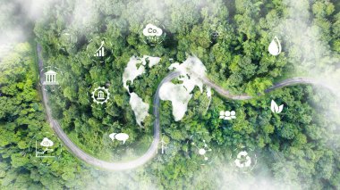 Çevre teknolojisi konsepti. Yenilenebilir kaynak teknolojisi kullanılarak sürdürülebilir ESG modernizasyon gelişimi