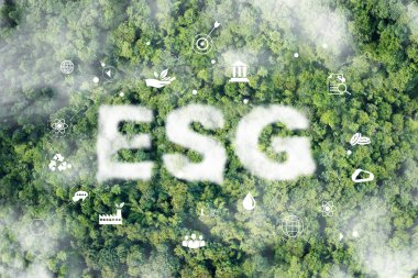 Çevre teknolojisi konsepti. Yenilenebilir kaynak teknolojisi kullanılarak sürdürülebilir ESG modernizasyon gelişimi