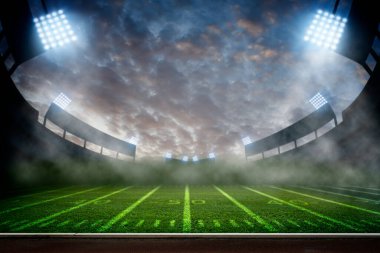 Amerikan Futbol Stadyumu 'nun gece 3 boyutlu ışıkları.