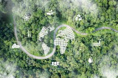 Çevre teknolojisi konsepti. Yenilenebilir kaynak teknolojisi kullanılarak sürdürülebilir ESG modernizasyon gelişimi