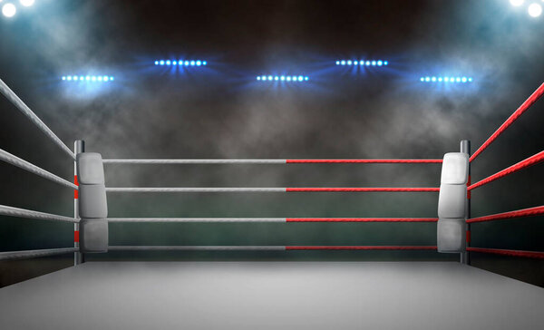 боксерское кольцо с подсветкой от прожекторов
.