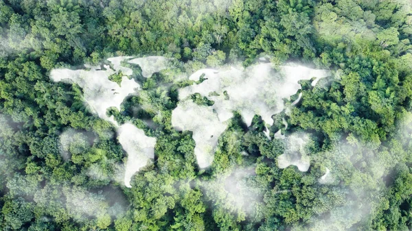 Image Des Continents Monde Dans Les Nuages Parmi Verdure Conservation Photos De Stock Libres De Droits