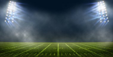 Futbol sahası stadyum ışıkları ve Amerikan futbol stadyumuyla aydınlandı.