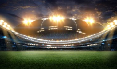 lights at night and stadium 3d render,	