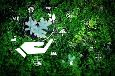 Ağ sıfır ve karbon nötr konsept. Net sıfır sera gazı emisyon hedefi. İklim tarafsız uzun vadeli stratejisi. Zehirli gaz yok. Karbon nötr.