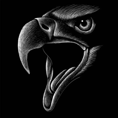 Dövme ya da tişört tasarımı için Vektör logosu. Avcılık tarzı kartal geçmişi. Bu çizim siyah kumaş ya da tuval için..