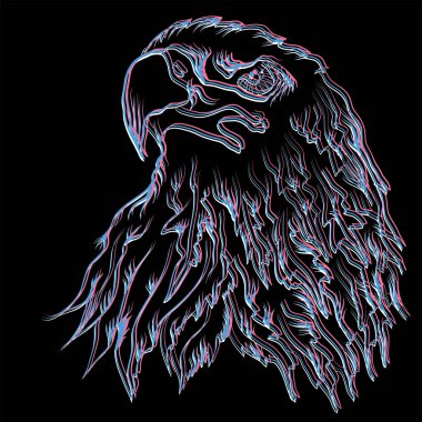 Dövme ya da tişört tasarımı için Vektör logosu. Avcılık tarzı kartal geçmişi. Bu çizim siyah kumaş ya da tuval için..