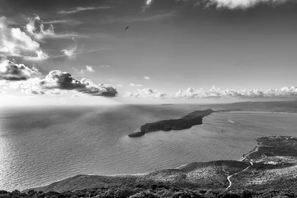 Widok Wyspę Sfaktiria Pobliżu Miasta Pylos Peloponezie Grecja — Zdjęcie stockowe