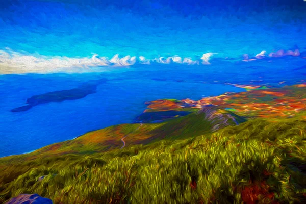 海洋景观 数字绘画插图 Navarino湾Pylos希腊 — 图库照片