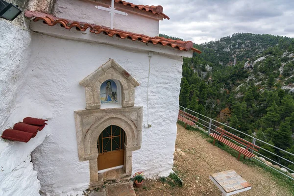 Malý Starý Řecký Ortodoxní Kostel Horách Avlonas Řecko — Stock fotografie