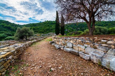 Landscape with a scenic view of Ramnous the ancient fortified site in Attica, Greece.