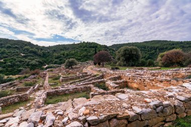 Landscape with a scenic view of Ramnous the ancient fortified site in Attica, Greece.