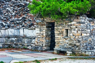 Part of an abandoned Penteli marble quarry in Attika, Greece. Penteli is a mountain, 18 km north of Athens, from which stone was supplied for the construction of the Parthenon.