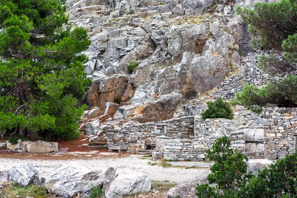 Part of an abandoned Penteli marble quarry in Attika, Greece. Penteli is a mountain, 18 km north of Athens, from which stone was supplied for the construction of the Parthenon.