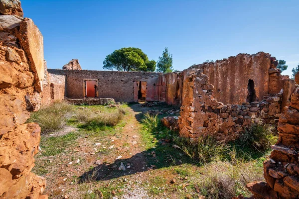 Ruines Maisons Mineurs Abandonnées Dans Région Lavrion Grèce — Photo