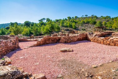 Lavrion Antik Gümüş Madenleri 'nin tarihi manzarası. Yunanistan.