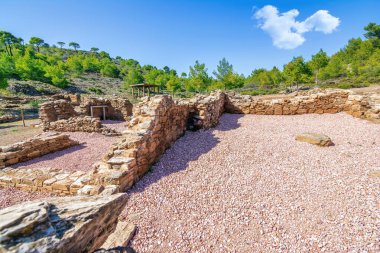 Lavrion Antik Gümüş Madenleri 'nin tarihi manzarası. Yunanistan.