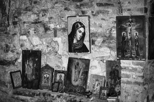 Atenas Grecia Marzo 2023 Iconos Religiosos Dentro Del Monasterio Cerrado — Foto de Stock