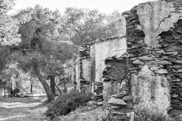 Ruines Maisons Mineurs Abandonnées Dans Région Lavrion Attique Grèce — Photo