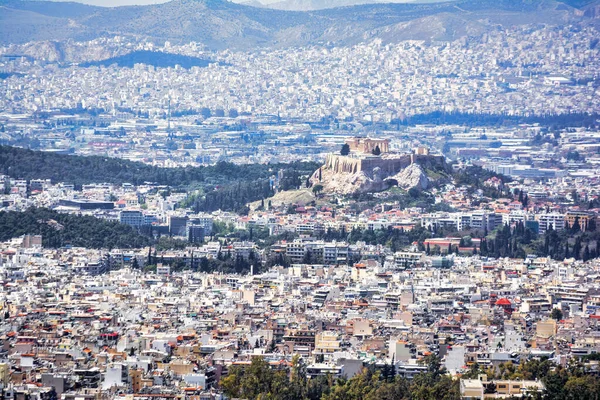 Die Akropolis Von Athen Tolle Aussicht Vom Hymettus Berg Attika — Stockfoto