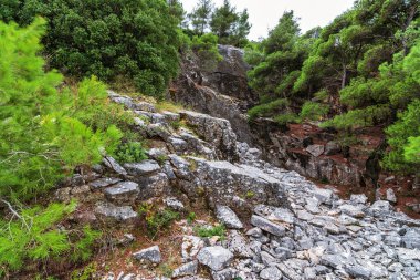 Part of an abandoned Penteli marble quarry in Attika, Greece. Penteli is a mountain, 18 km north of Athens, from which stone was supplied for the construction of the Parthenon. clipart