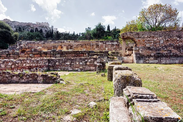 Ruiny Starożytnej Agory Klasycznych Aten Jest Najbardziej Znany Przykład Starożytnej — Zdjęcie stockowe