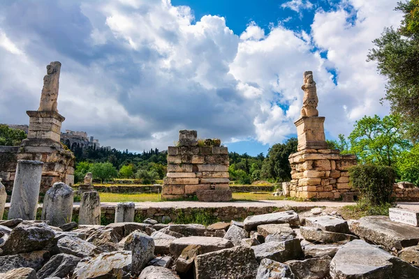 Yunanistan Atina Antik Agora Kentindeki Agrippa Heykellerinin Odeon Antik Yunan — Stok fotoğraf
