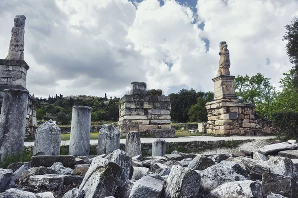 Yunanistan Atina Antik Agora Kentindeki Agrippa Heykellerinin Odeon Antik Yunan — Stok fotoğraf