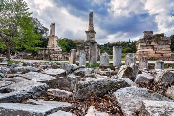 Odeon Agrippa Statyer Ancient Agora Aten Grekland Det Det Mest — Stockfoto