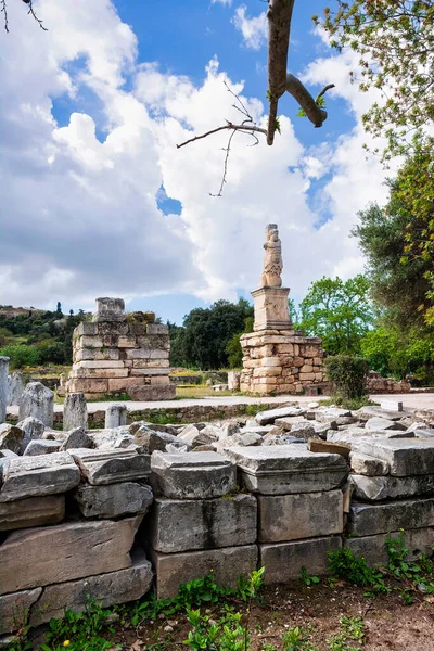 Odéon Agrippa Statues Dans Agora Antique Athènes Grèce Est Exemple — Photo