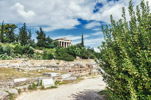 Afgelegen Uitzicht Tempel Van Hephaestus Het Oude Agora Athene Griekenland — Stockfoto